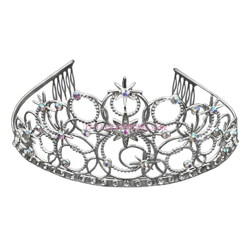 

N5KF Shimmering Party Crownpiece Hair Jewelry for Women Girl Tiaras Headpiece For Weddings Cosplay And Theme Event Photography