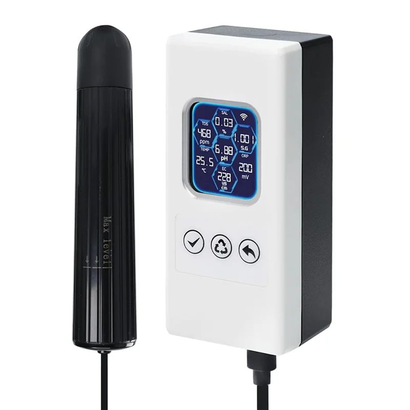 Probador inteligente de calidad del agua 7 en 1, Monitor Wifi inalámbrico para acuario, medidas PH, ORP, TDS, EC, salinidad, SG, TEMP (EE. UU.) enchufe estadounidense