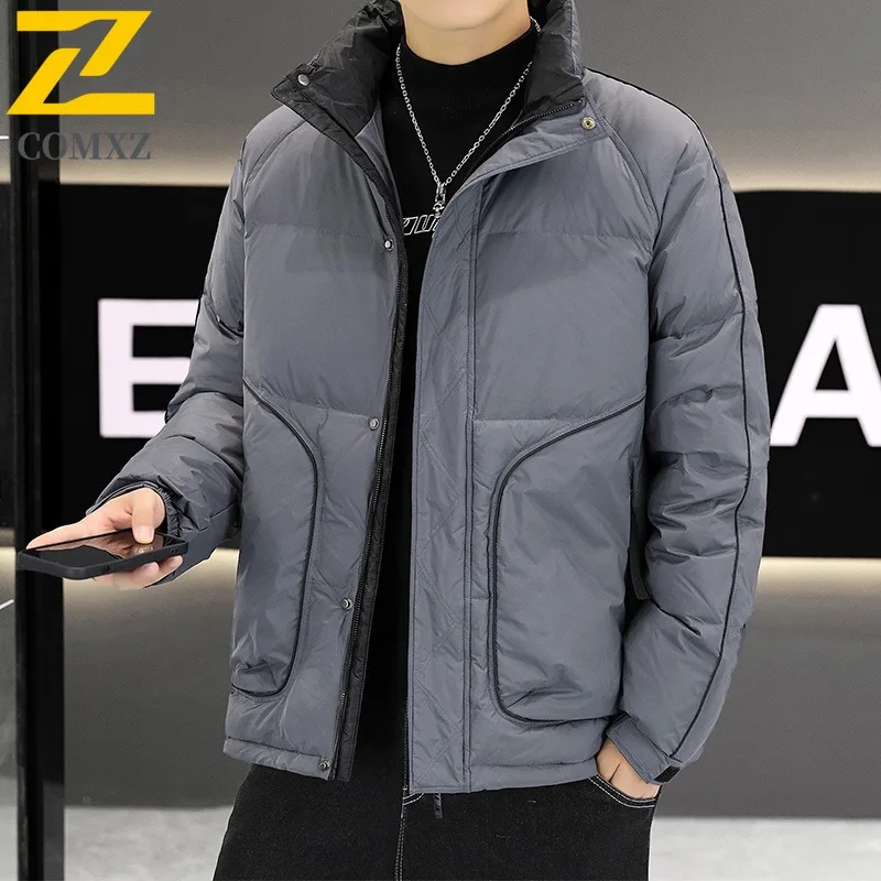 

COMXZ Men Parker Coat Business Casual Golf Office Warm Loose Travel Street Cotton Padded Jacket Windproof Daily Puffer Jackets