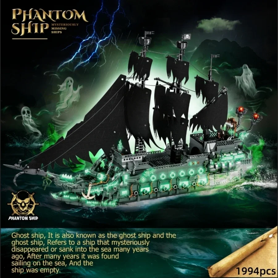Kreative technische Blöcke Geist Piratenschiff MOC Bausatz Set pädagogisches STEM Spielzeug Geschenk