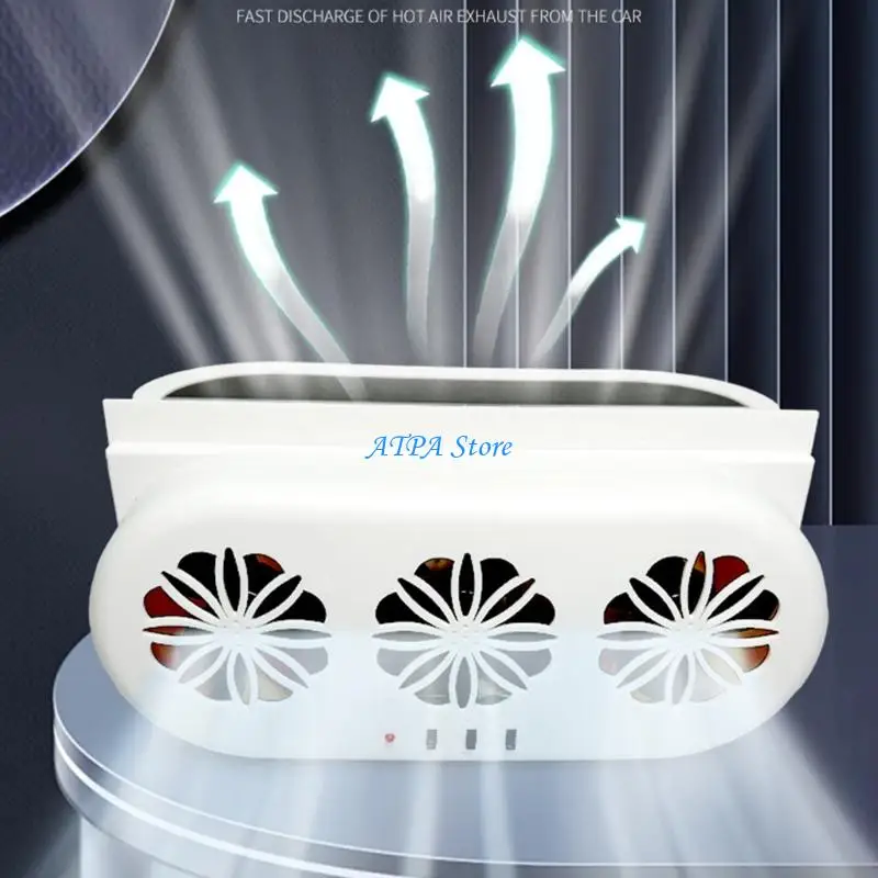 

U13C USB/Solar Powered Triple Airflows Fan Ventilator Air Circulation Eliminates Odors Cooling and Heat Dissipation