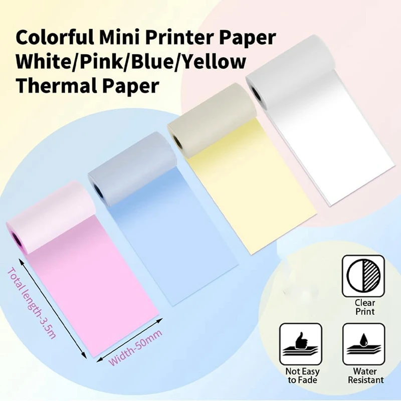 1 Set Mini Printer Paper Inkless Sticker Printer For Inkless Portable Paperang Thermal Pocket Printer 57Mm X 30Mm, 6 Rolls