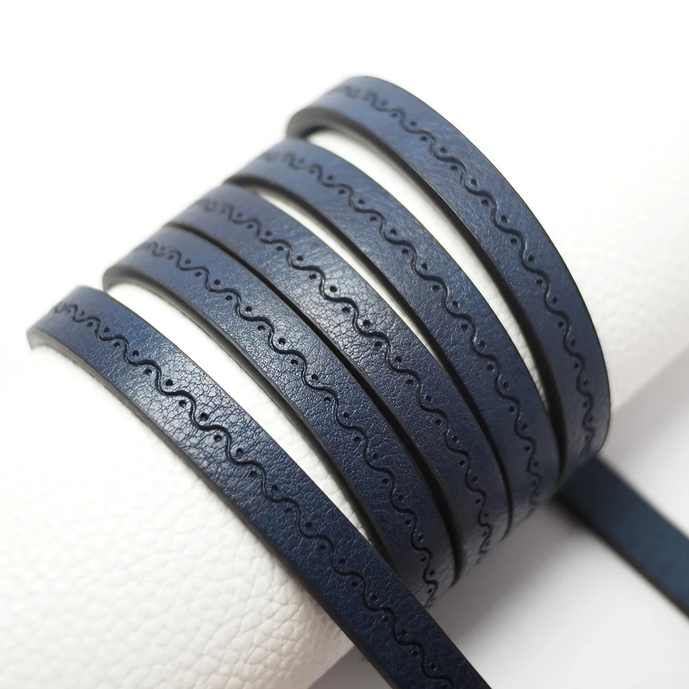 

1.15meter Dark Blue Wavy Point Leather Cord,Braided Leather Strip,Leather Belt Bag Handle,Waist Chain KeyChain Bracelet Making