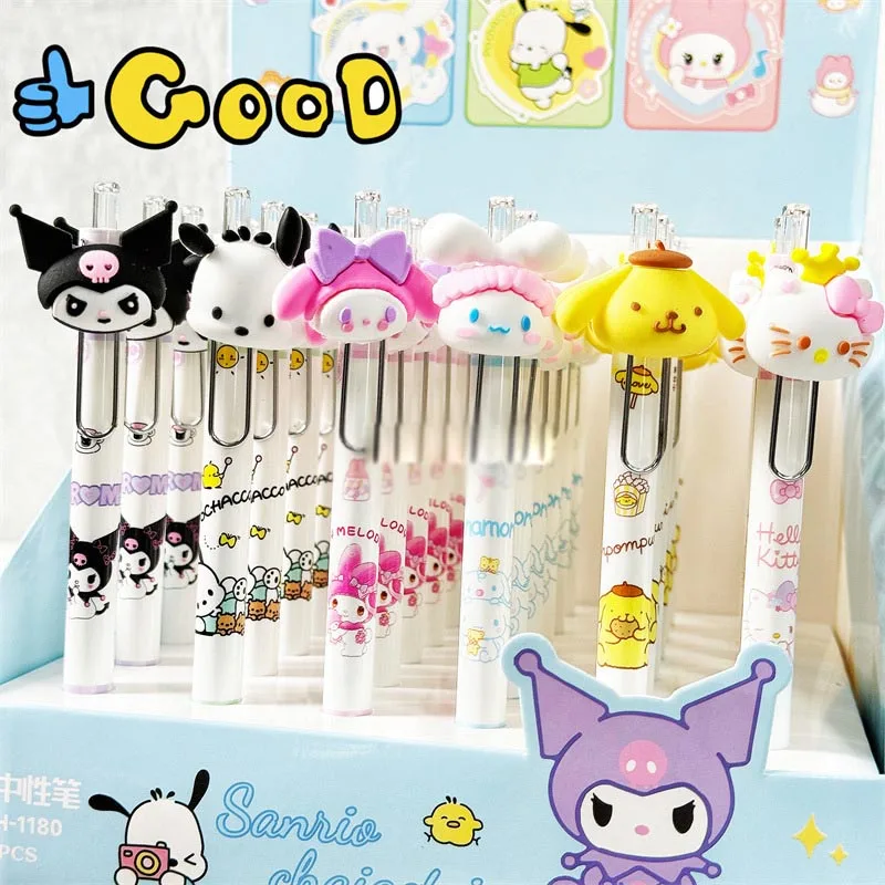 36pcs/lot Kawaii Kuromi Melody Pochacco Gel Pen Cute 0.5mm Black Ink Neutral Pens Promotional Gift Office School Supplies