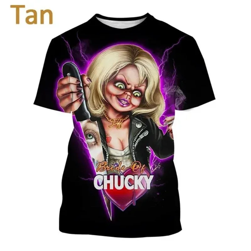 Hip Hop Unisex Casual Top Horror Movie Bride Of Chucky T Shirt New Arrivals Men Summer 3D Print Mens Short Sleeve T Shirt