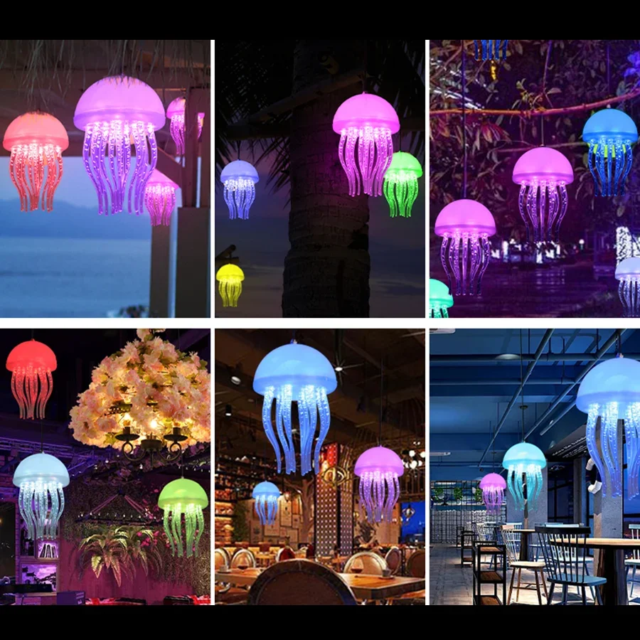 RGB Changeable Jellyfish Fairy Garland Light Christmas Tree Jellyfish Hanging Lamp Outdoor Garden Holiday Jellyfish String Light