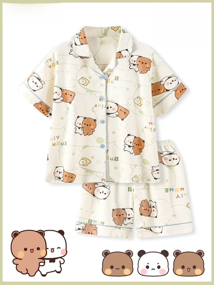 

Cute Pure Cotton Summer Spwear Women's ort Sve Pants Home Clothes Set Cartoon Print Comfortable Breathable Nightgown