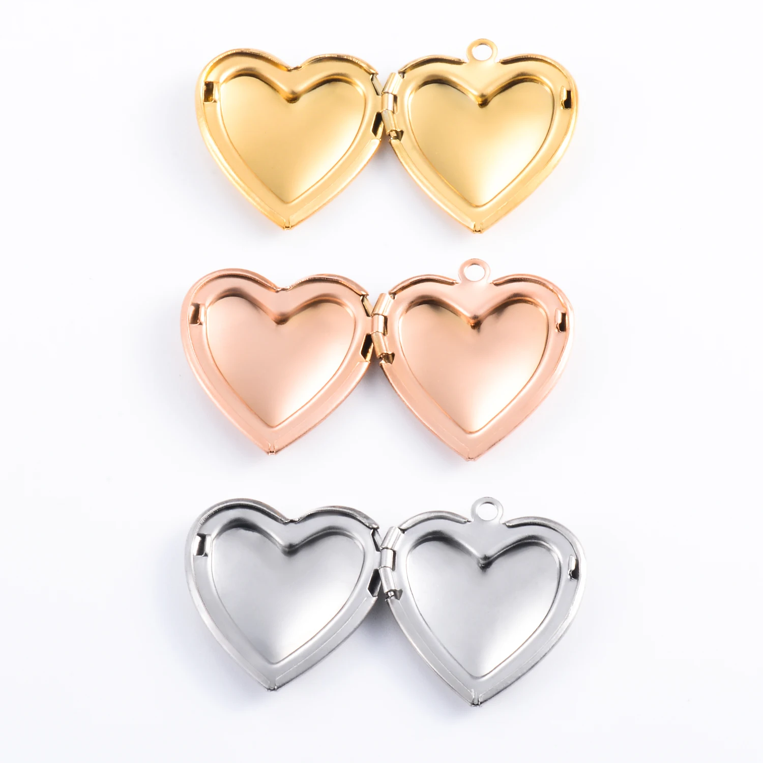 Stainless Steel Polished Heart Photo Frame Locket Necklace Pendant Pictures Locket Jewelry Party Gift Silver/Gold color