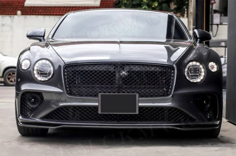 Carbon Fiber O style Car Front Bumper Lip Chin Spoiler Covers For Bentley Continental GT W12 2018-2021