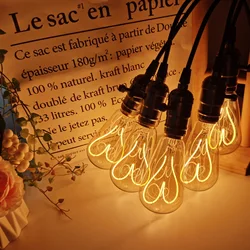 TIANFAN Edison Bulb ST64 Vintage Led Bulb 4W Dimmable Heart Filament Decorative Light Bulb 110V 220V E26 E27 Teardrop