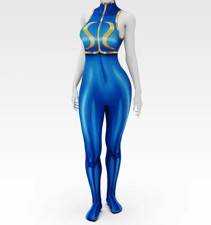 Halloween Chun-Li Game Woman Girls Superhero Cosplay Costume Spandex Bodysuit Zentai Suit Adult Jumpsuit