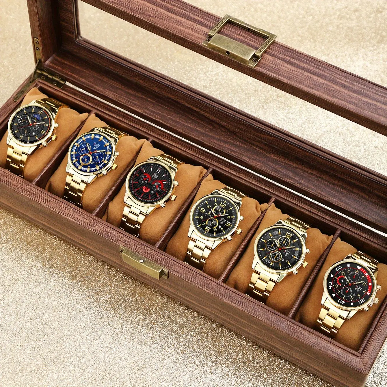 

Reloj Hombre 2024 New Men's Alloy Five Piece Set Watch Men's Luxury Business Watch Men's Stainless Steel Luminous Watch