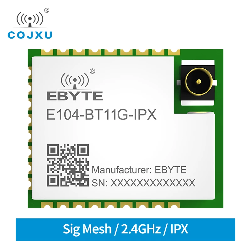 Gateway de malha bluetooth 2400-2483.5mhz 20dbm 300m faixa 3.3v telefone app sig mesh v1.0 antena ipx módulo uart ble E104-BT11G-IPX
