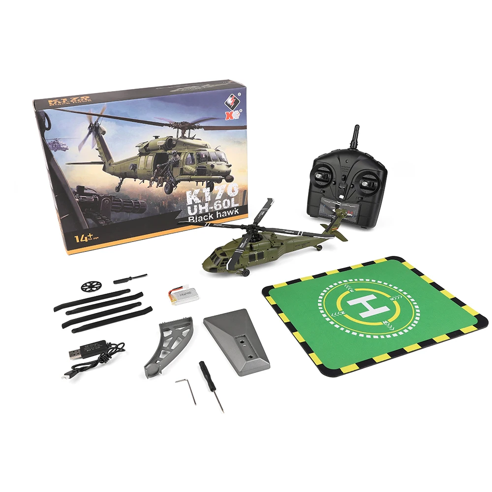 

Радиоуправляемый вертолет K170 UH-60L 2,4 ГГц, 4 канала, 6-осевой гироскоп, с LED-подсветкой, игрушка на пульте управления для детей