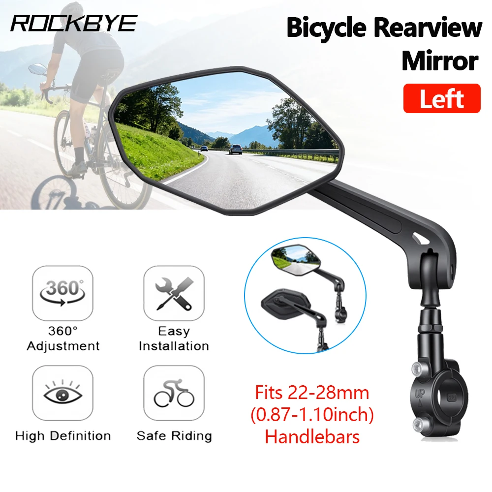 

Rockbye велосипедное зеркало HD большое велосипедное зеркало заднего вида, регулируемое для электрического велосипеда, мотоцикла, отражатель, аксессуары для велоспорта