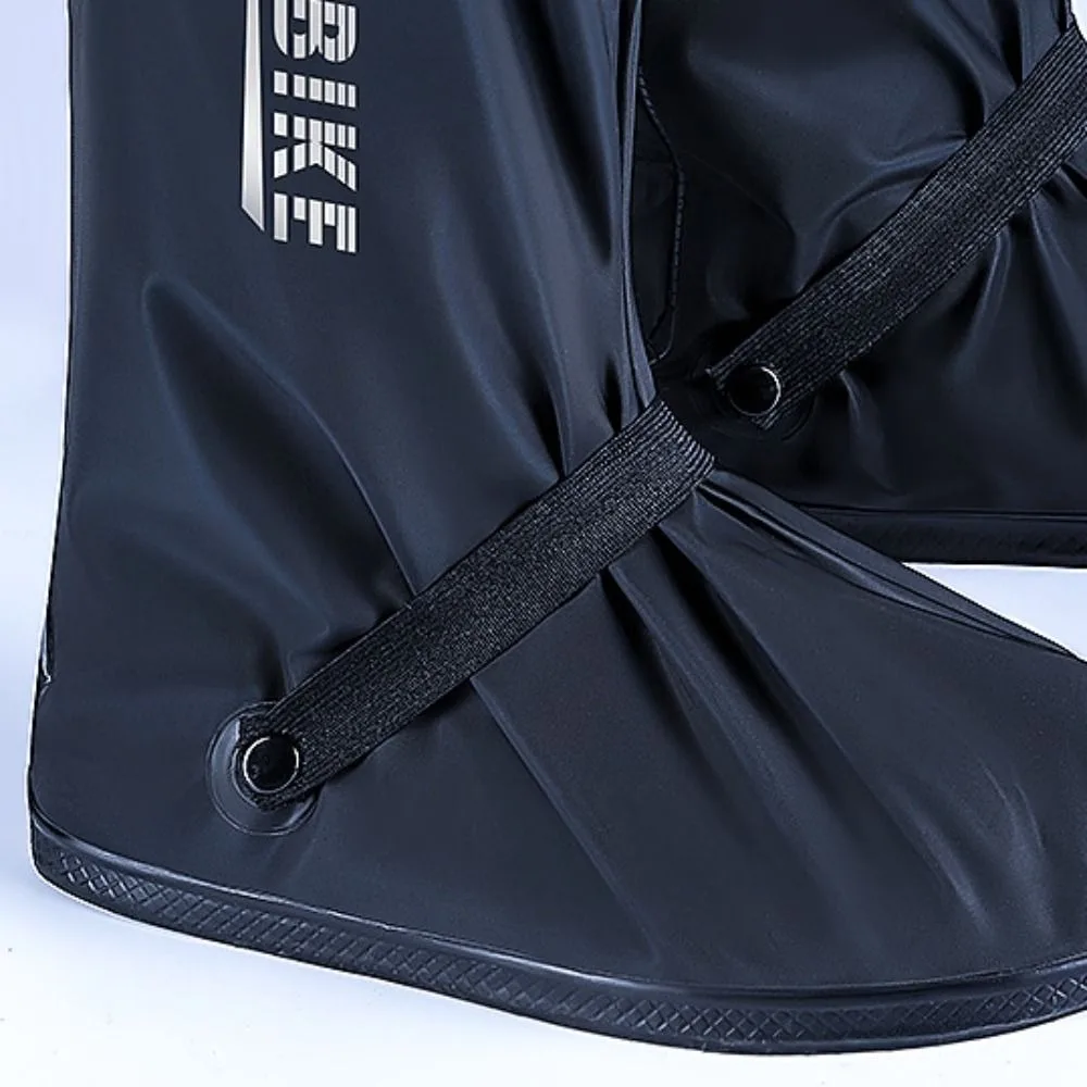 Fashion Black High Tube Shoe Cover Letter Printed Zipper Rainproof Shoe Cover Reusable Non-slip Waterproof Rain Boot Motorcycle