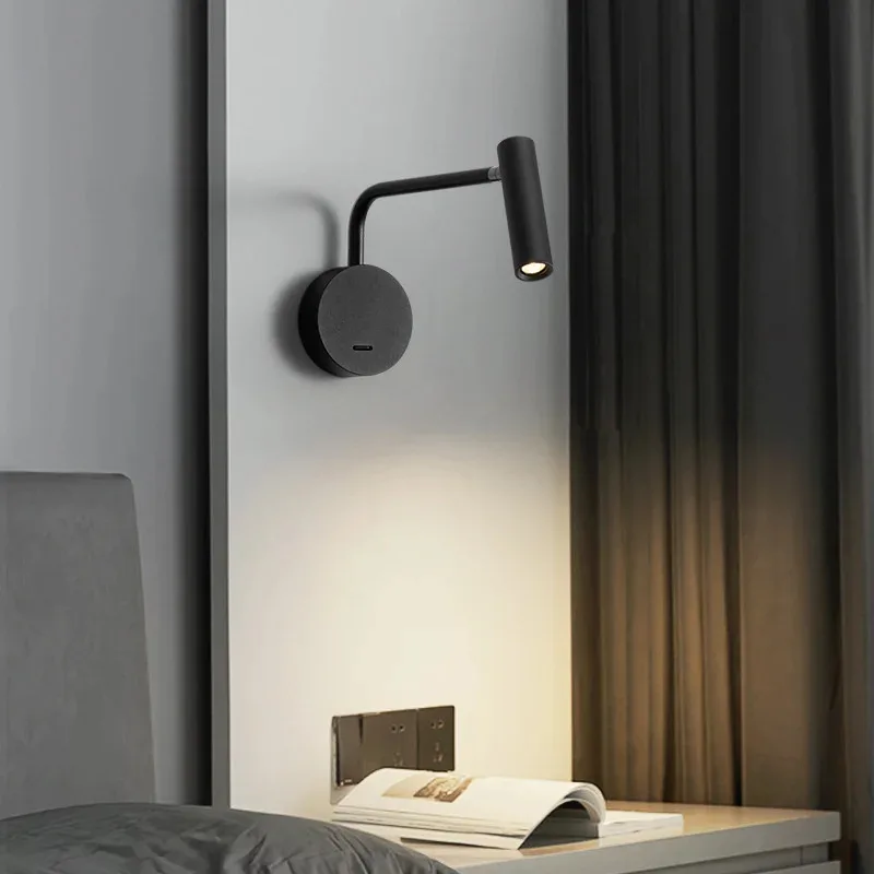 Modern Swing Arm Reading Wall Lamp Hotel Rooms Lamp 3W LED Adjustable Lamp Bedside Wall Sconce Lighting Fixture