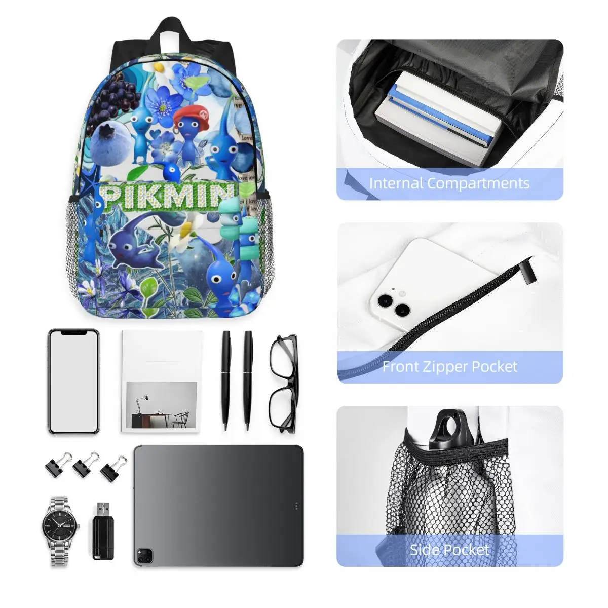 Pikmin Characters Backpack Hot Sale Daypack Large Capacity Boys Girls BookBag Shoulder Bags for Men Women School Bag