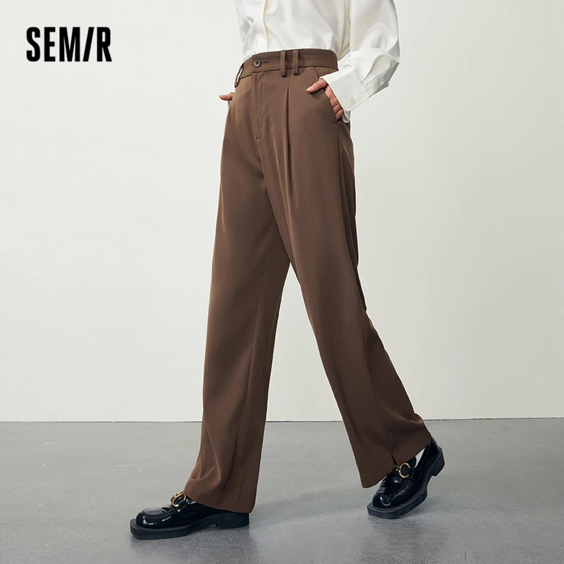 Semir 2023 Women Pants Casual Pants Autumn New High-waisted Drape Trousers  Side Slits for Commuting Pants for Women