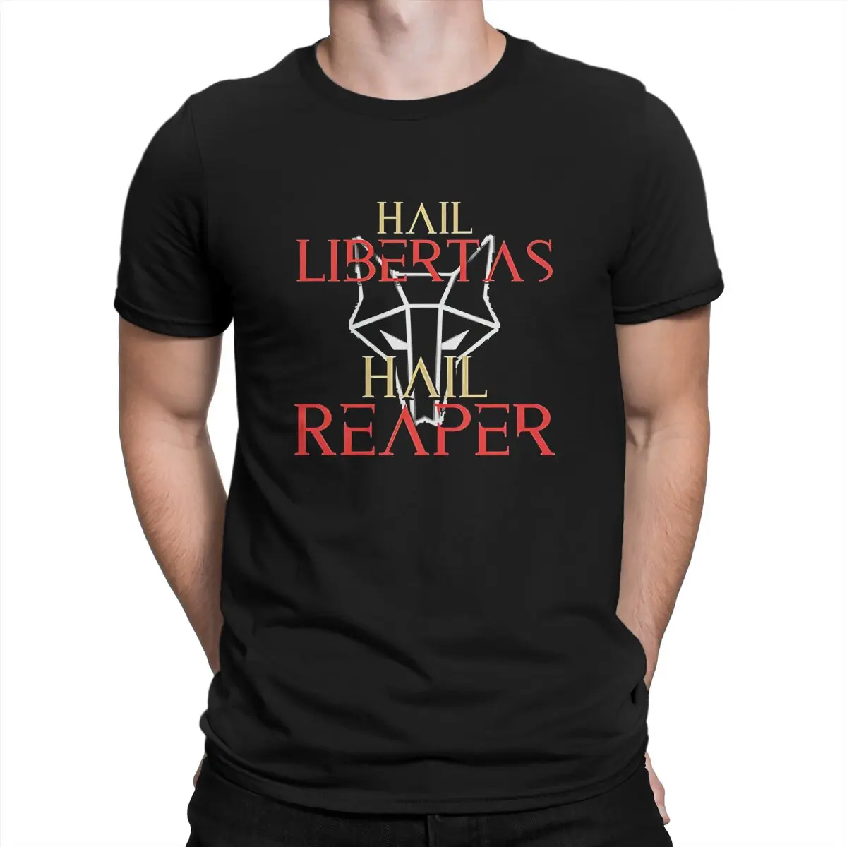 

Men's T-Shirts Hail Libertas Hail Reaper Funny 100% Cotton Tee Shirt Short Sleeve Red Rising T Shirts Crewneck Tops Original