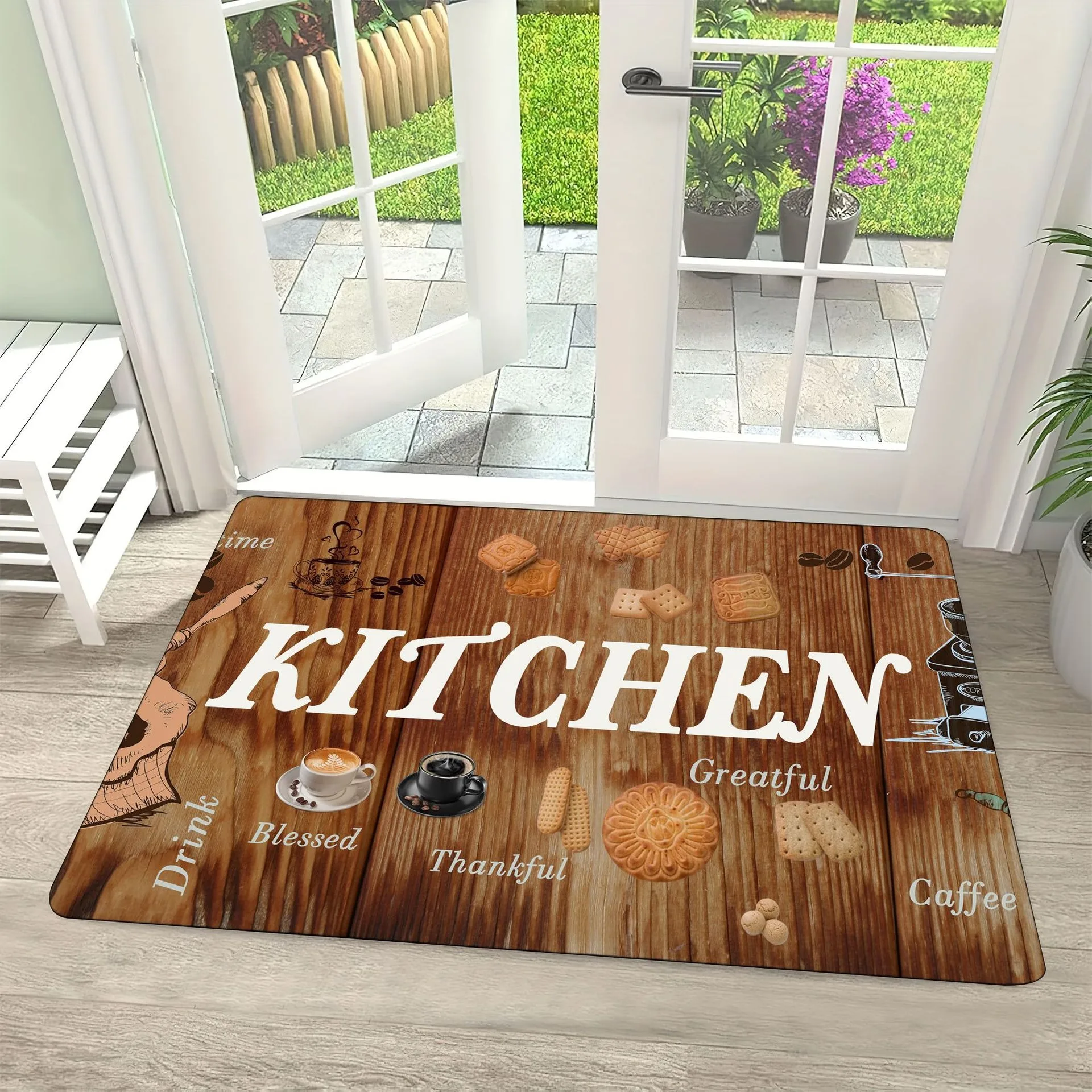 

Kitchen Pattern Small Carpet Floor Doormat Non-Slip Soft Modern Stylish for Living Room Entrance Bedroom Decor