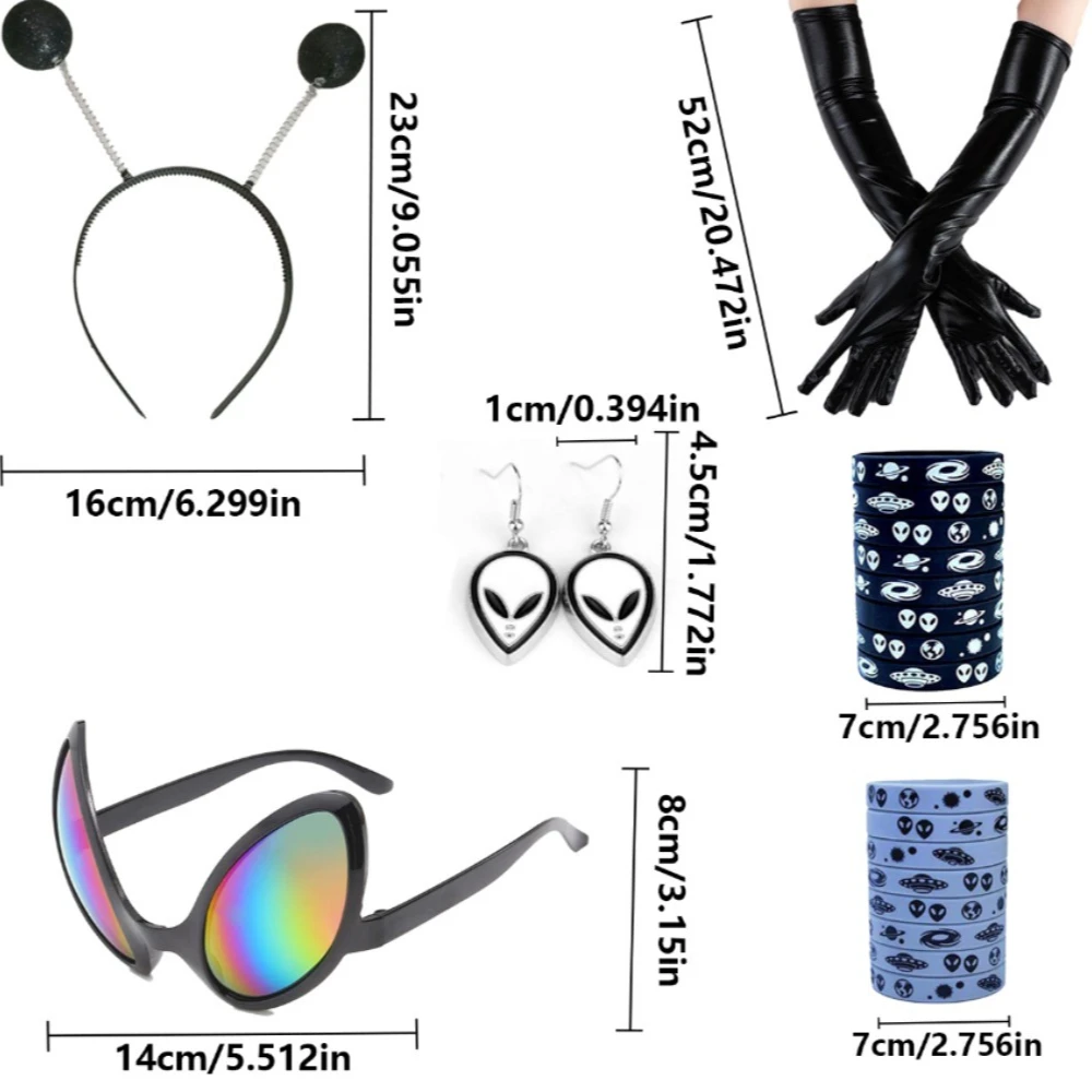 Kostium kosmonauty dla kobiet PESENAR, holograficzna spódnica z opaską i okularami, strój do cosplayu