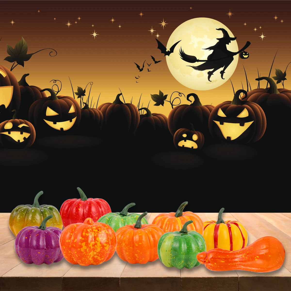 

10 Pcs Vegetable Foam Pumpkin Decoration Halloween Fake Realistic Simulation Small