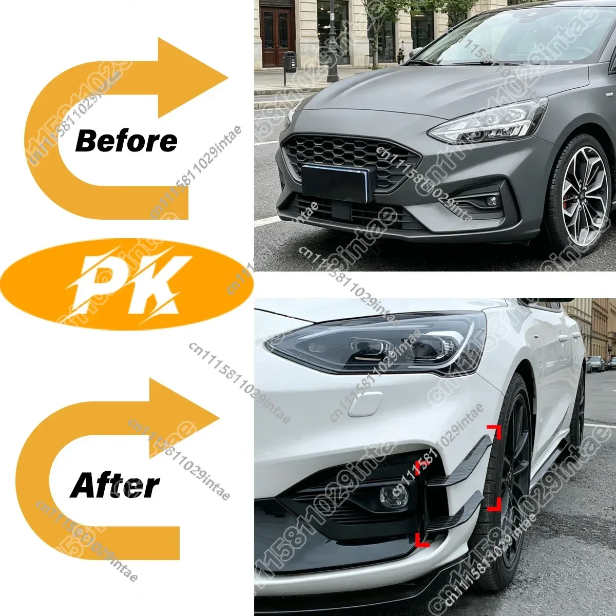 For Ford Focus St / ST-line MK4 2019 2020 2021 2022 Automobile Front Air Knife Car Front Bumper Canards Body Modification Kit
