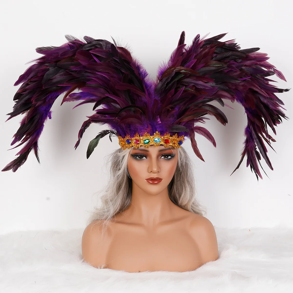 2026 New Feather Headwear Halloween Party Accessories Easter Crown Headband Carnival Costume Party Props and Accessories view 2