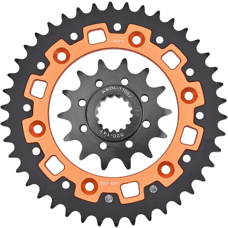 

520 42T 14T Motorcycle Steel Aluminum Composite Front Rear Sprocket Kits For KT/M 125 EXC 2001-2011 200 EXC Enduro 2000-2011