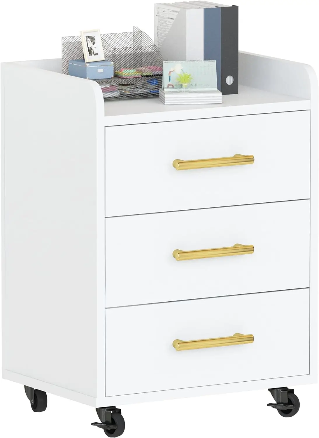 

Comfort Corner 3-Drawer Mobile File Cabinets, Wood Office Storage Cabinet with Lockable Rolling,Drawers Pedestal Filing Cabinet