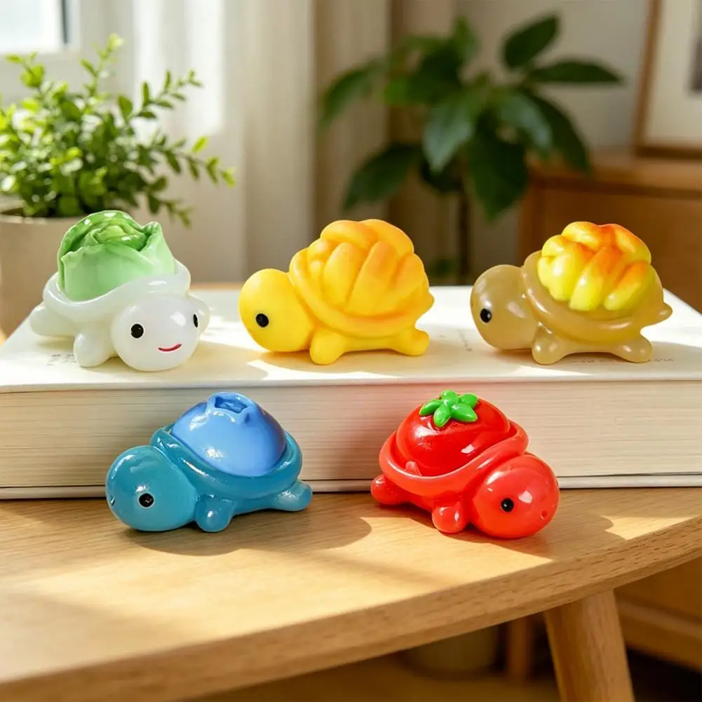 Resin Ornament Turtle Decor Mini Turtle Statue Figurine Tiny Yellow Ocean Ornament Miniature Bonsai Garden Decor for Fairy Micro