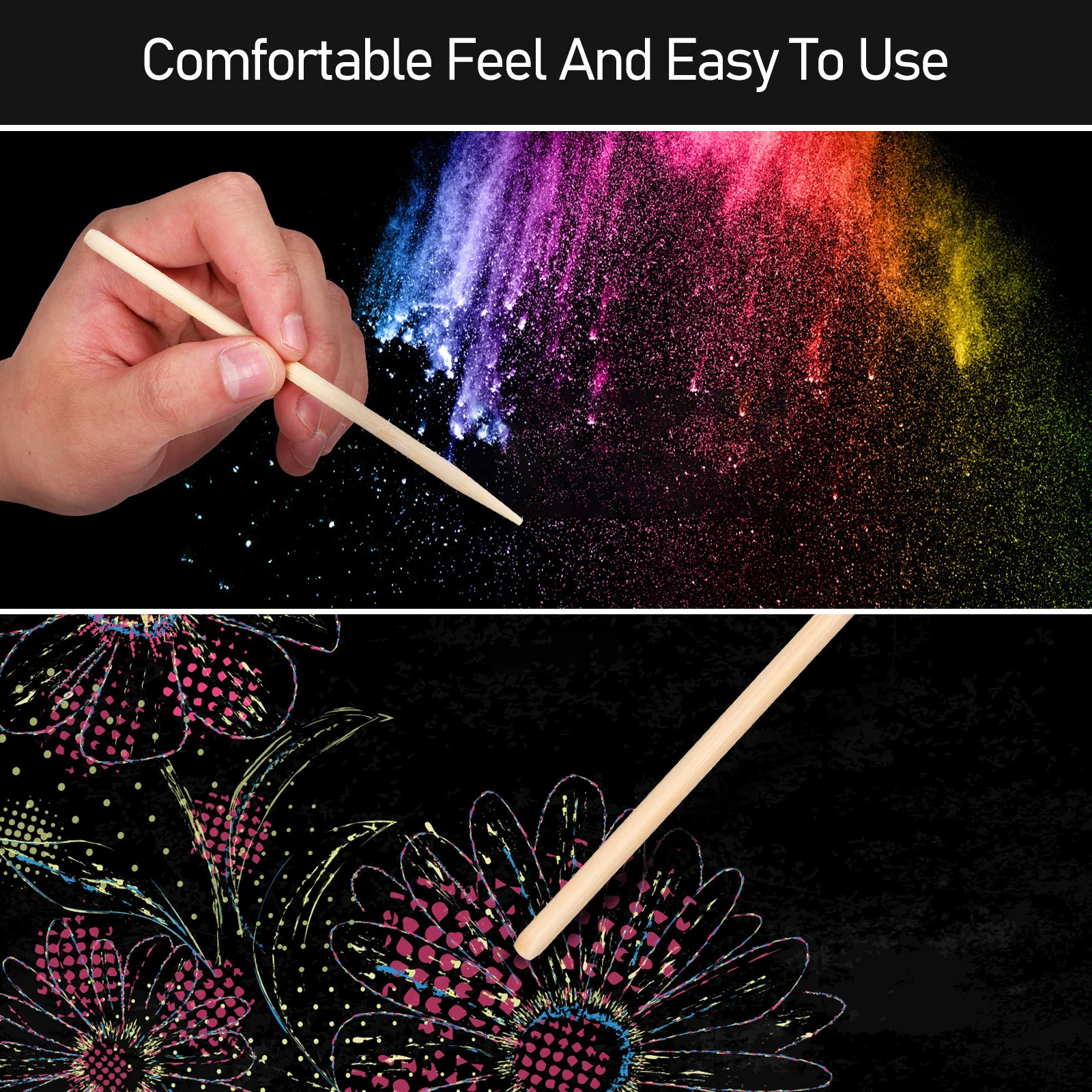 

150Pcs Bamboo Scratch Paper Stylus Wood Art Sticks Durable Smooth Surface Scratch Tools for Drawing DIY Projects