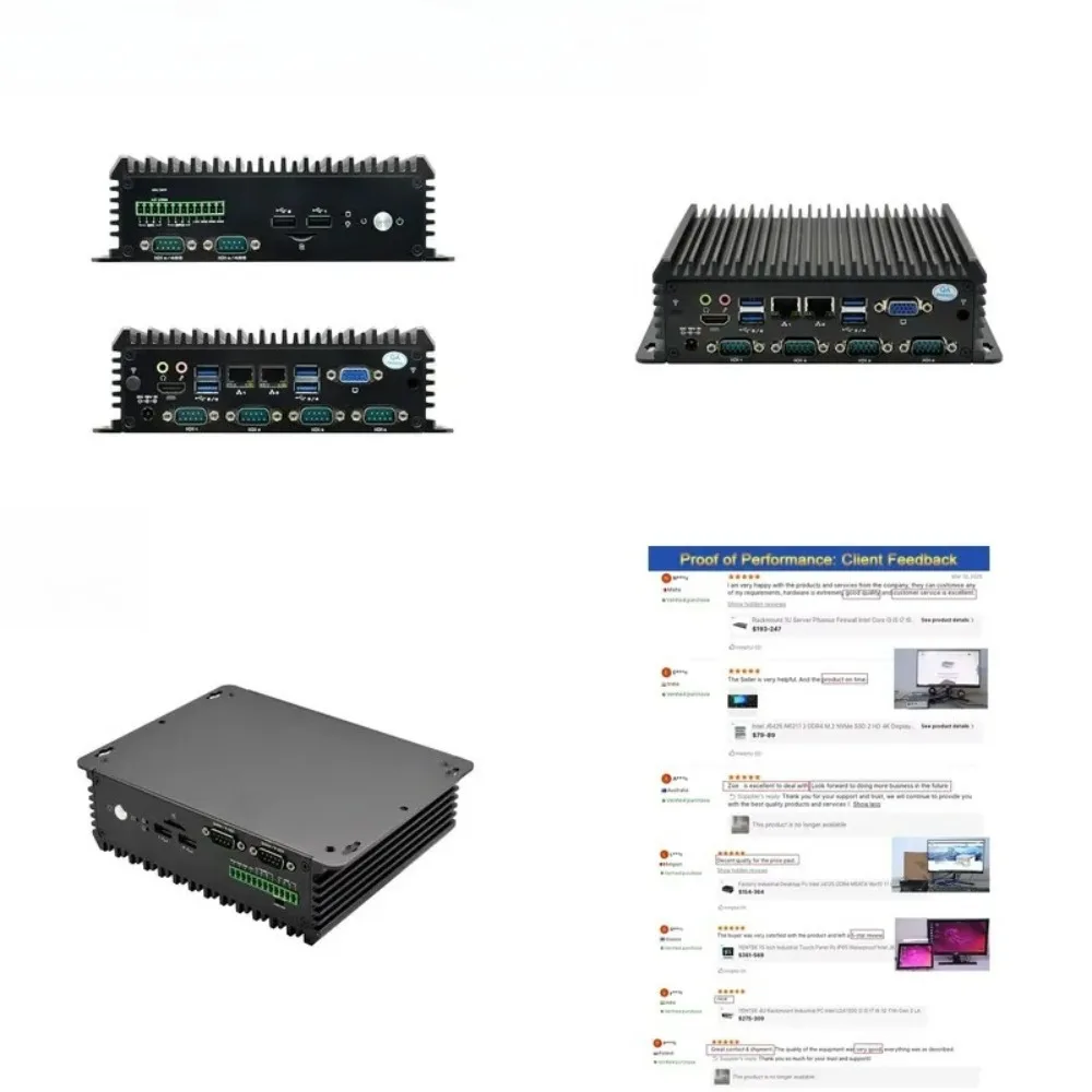 Fanless Industrial Mini PC J6412 DDR4 MSATA 2 RJ45 LAN 6 RS232 485 COM GPIO HD VGA 4K Display Industrial Computer