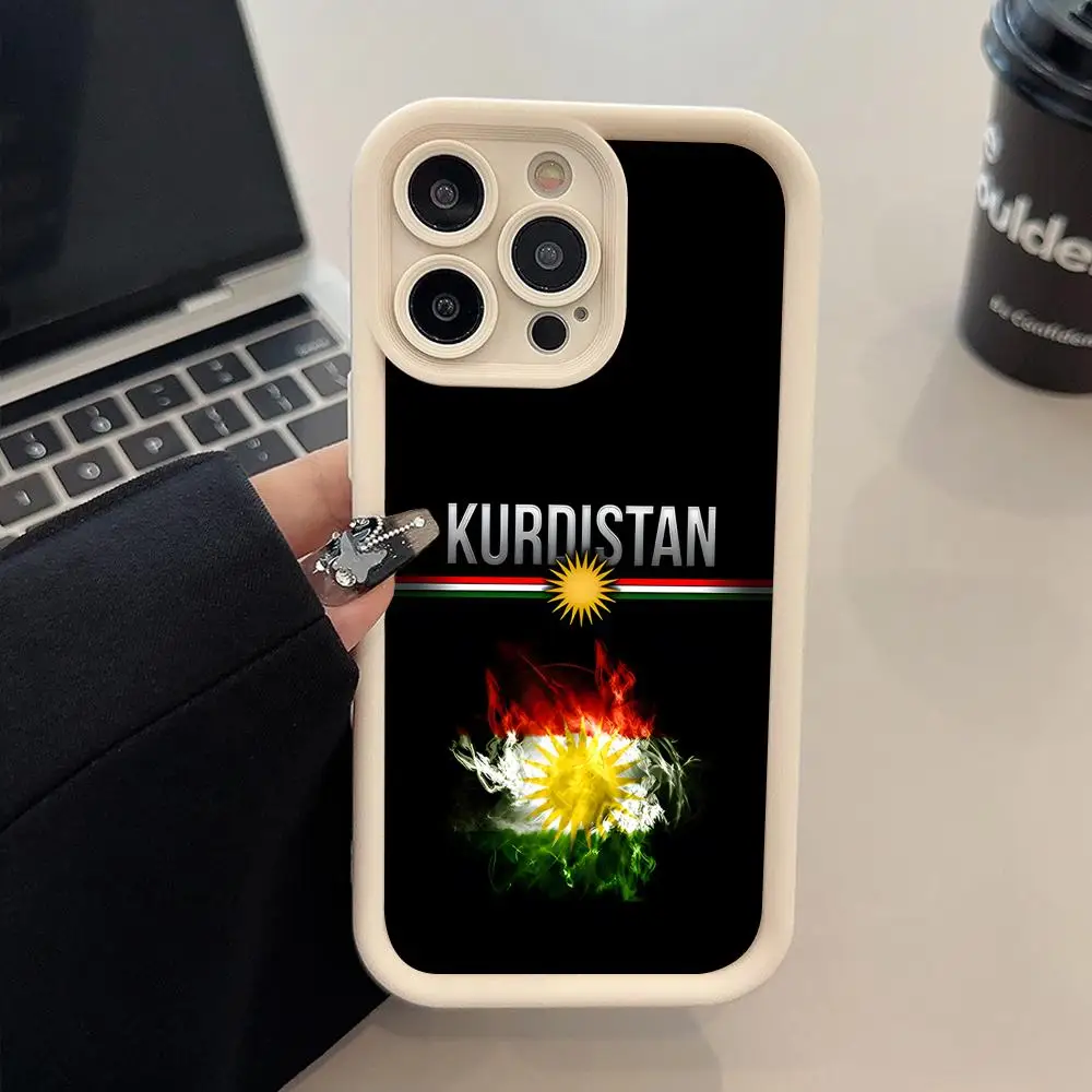 

Kurdistan Flag Thicken TPU Mobile Phone Case for iPhone 17 16 15 14 13 12 11 Air Pro Max Plus Colorful Cover