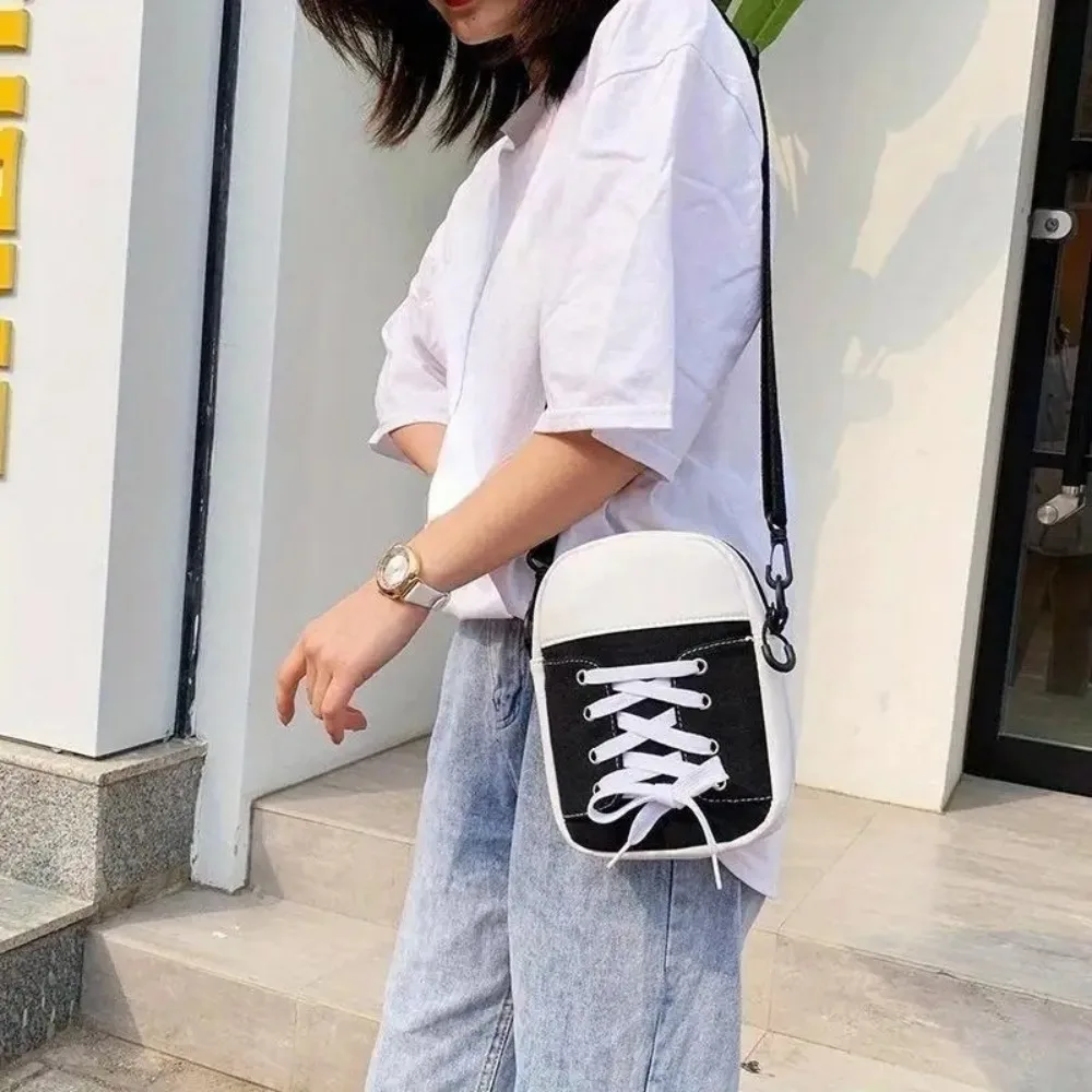 Bolso Bandolera de Lona Moderno para Mujer, Bolso de Hombro Divertido con Forma de Zapato Personalizado, Bolso de Lona Coreano Color Caramelo para Mujer