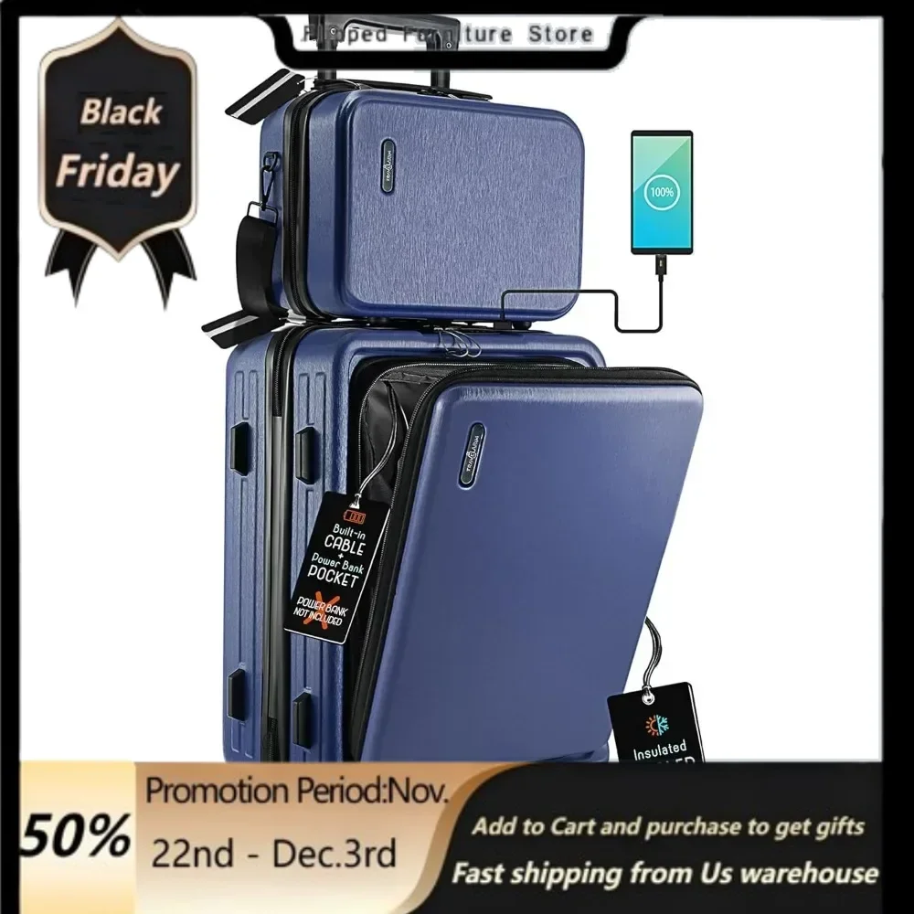 

Carry On Luggage, Carry On Suitcase with Wheels, Durable Luggage ,Navy Small Suitcase, Hard-shell Cosmetic Carry-on Luggage