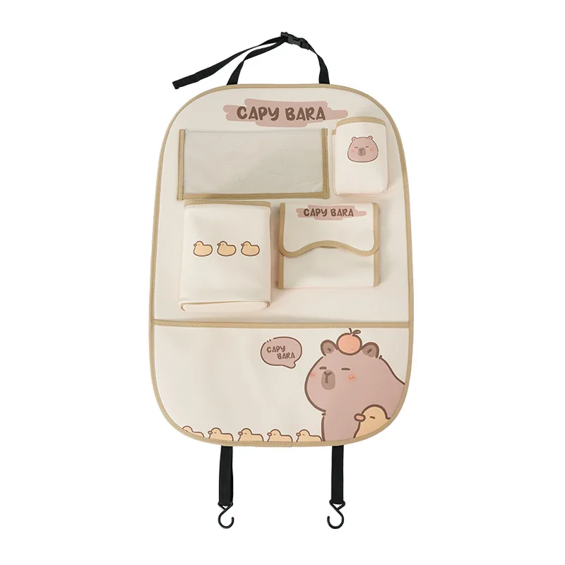 Car Seat Back Storage Bag Car Universal Leather Storage Box Creative Capybara Dirty and Wear-Resistant Car Storage Bag Supplies