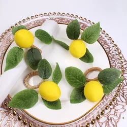 10Pcs Simulation Lemon Plant Napkin Ring Fruit Meal Buckle Hotel Model Room Napkin Ring Napkin Buckle Party Supplies