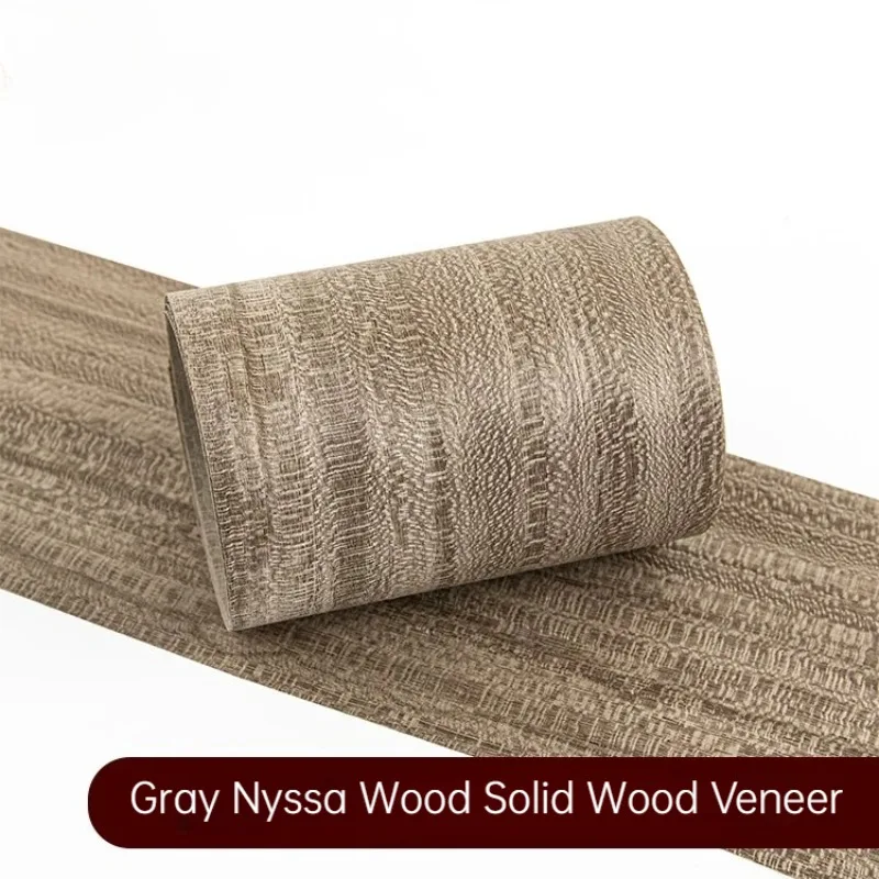 L:2.5m Width:170mm T:0.25mm Gray Nyssa Wood Solid Wood Veneer Furniture Speaker Home DIY Automotive Interior Decoration