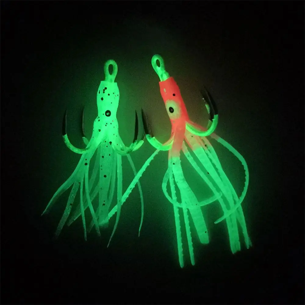 6/10pcs Artificial Anchor Hook Octopus Squid Bait Four Hook Fishing Hook Night Light Claw Hook