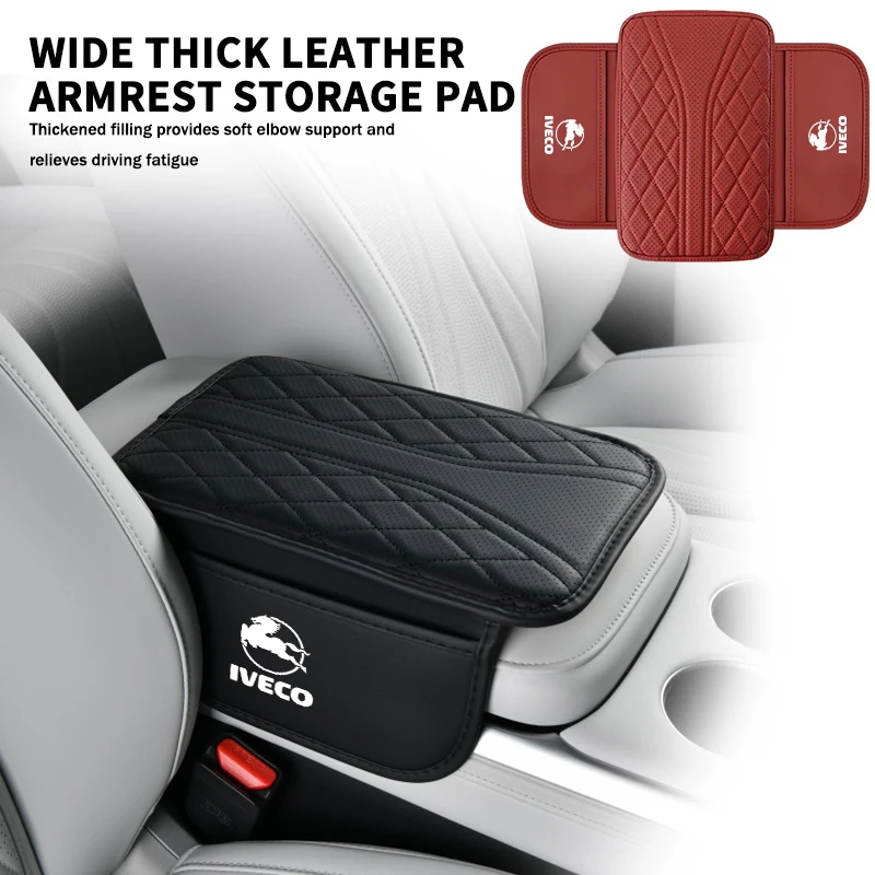 Almohadilla de cuero para reposabrazos de coche, consola central, alfombrilla para reposabrazos de asiento de coche para IVECO Daily Van Chassis Cab 4x4 e-Daily Eurocargo ‌   S-Way T-Way
