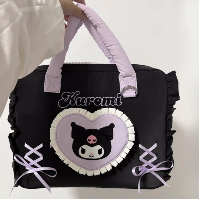 

New Sanrio Kuromi Anime Figure Periphery Tablet Storage Bag Handbag Portable Commuter Bag Female 14 Inch Universal Birthday Gift