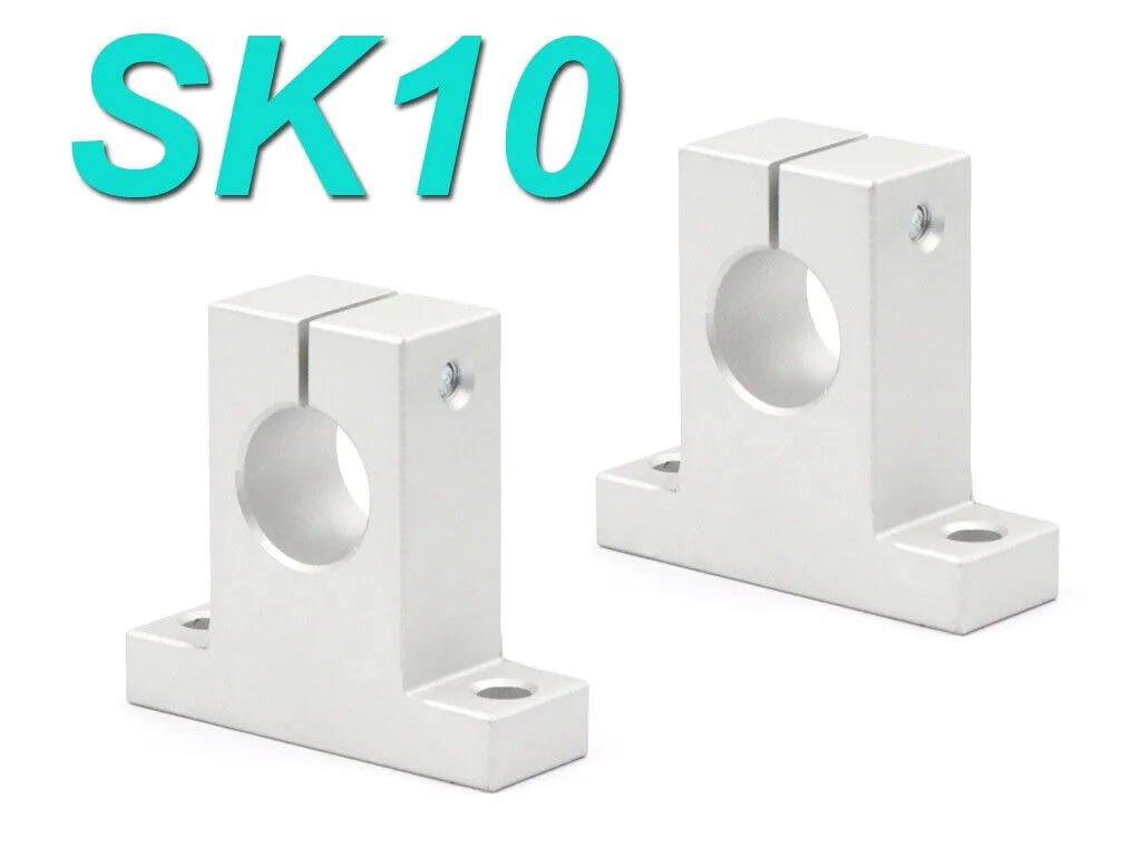 US Stock 2Pcs SK10 10mm Aluminum Bore Linear Rail Shaft Support Bracket