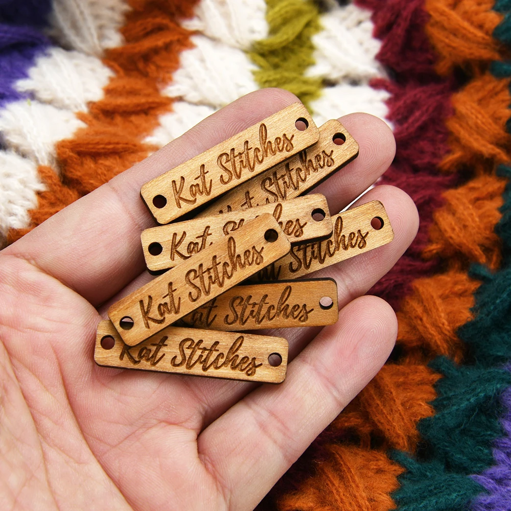 

Laser-Engraved Custom Wooden Labels - 3mm Eco-Friendly Tags for Keychains, DIY Projects, Handmade Gifts, 10x40mm Bulk Set of 50