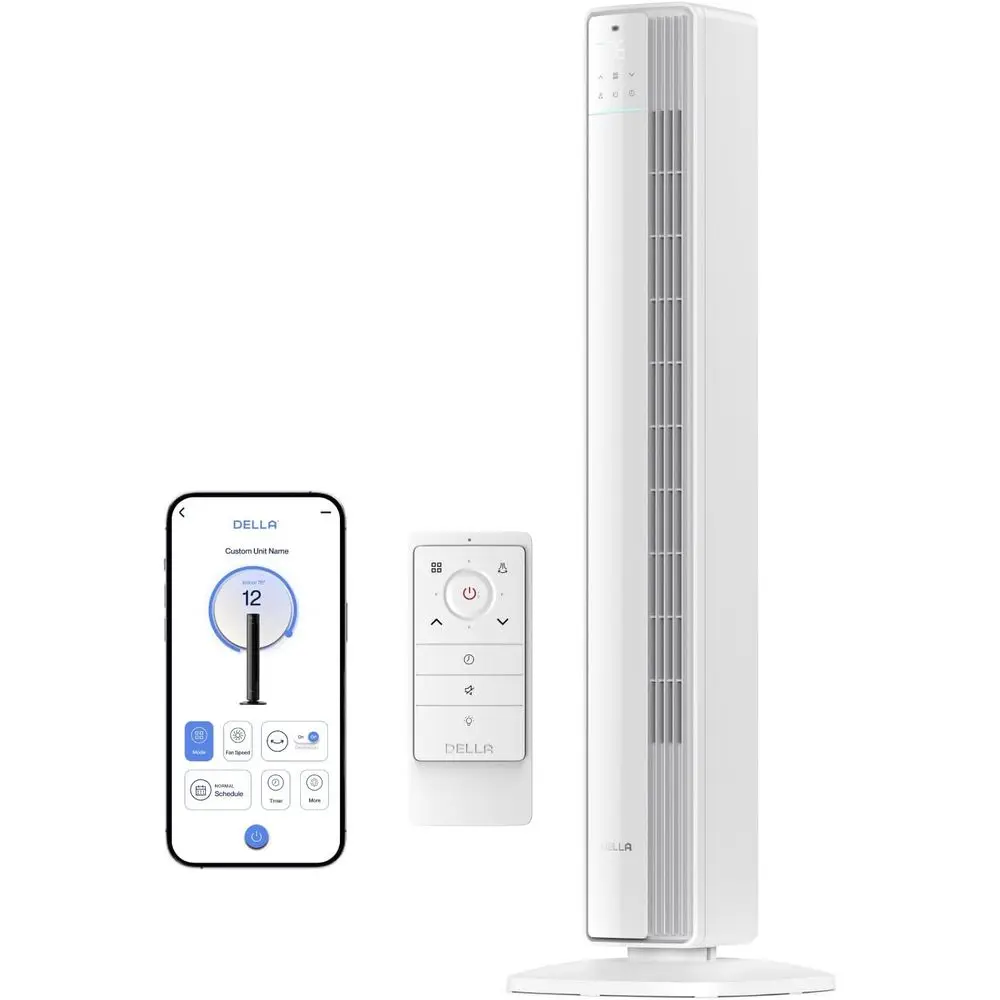 

42" Smart Tower an, Ultra Quiet 23dB Cooling an with 12 Speeds, 90° Oscillating, 28t/s Airlow, DC Motor, 24H Timer, Voice/App/Re