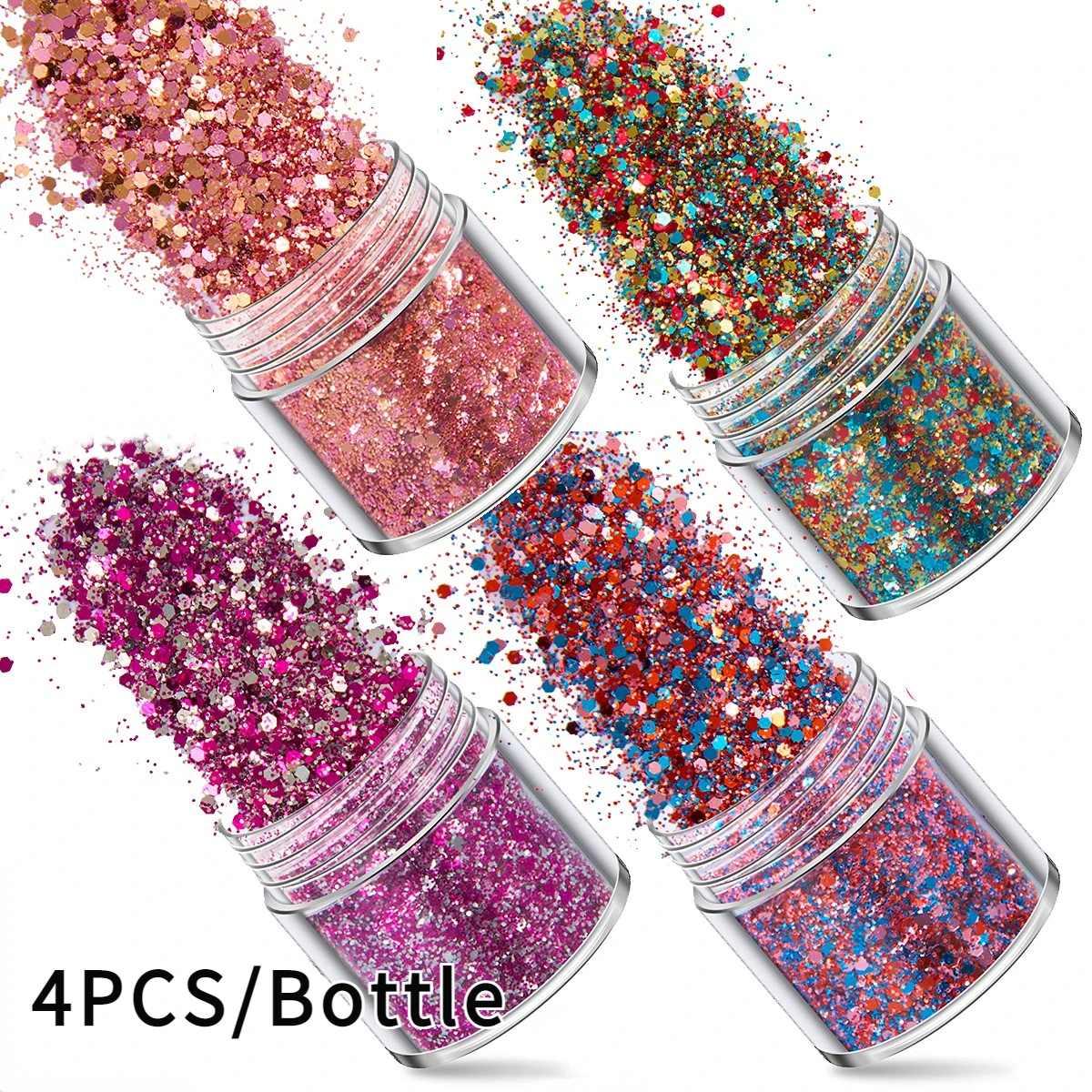 

4Bottle Iridescent Glitter Irregular Flakes Resin Fillers DIY Shiny Flakes Nail Fine Powder Sequins Nail Art Decorative Sequins