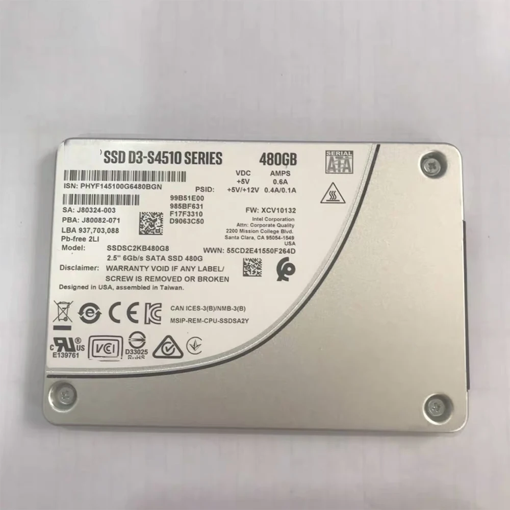 SSD D3-S4510 480G SATA 6Gb 2.5'' SSDSC2KB480G801 Unidade de Estado