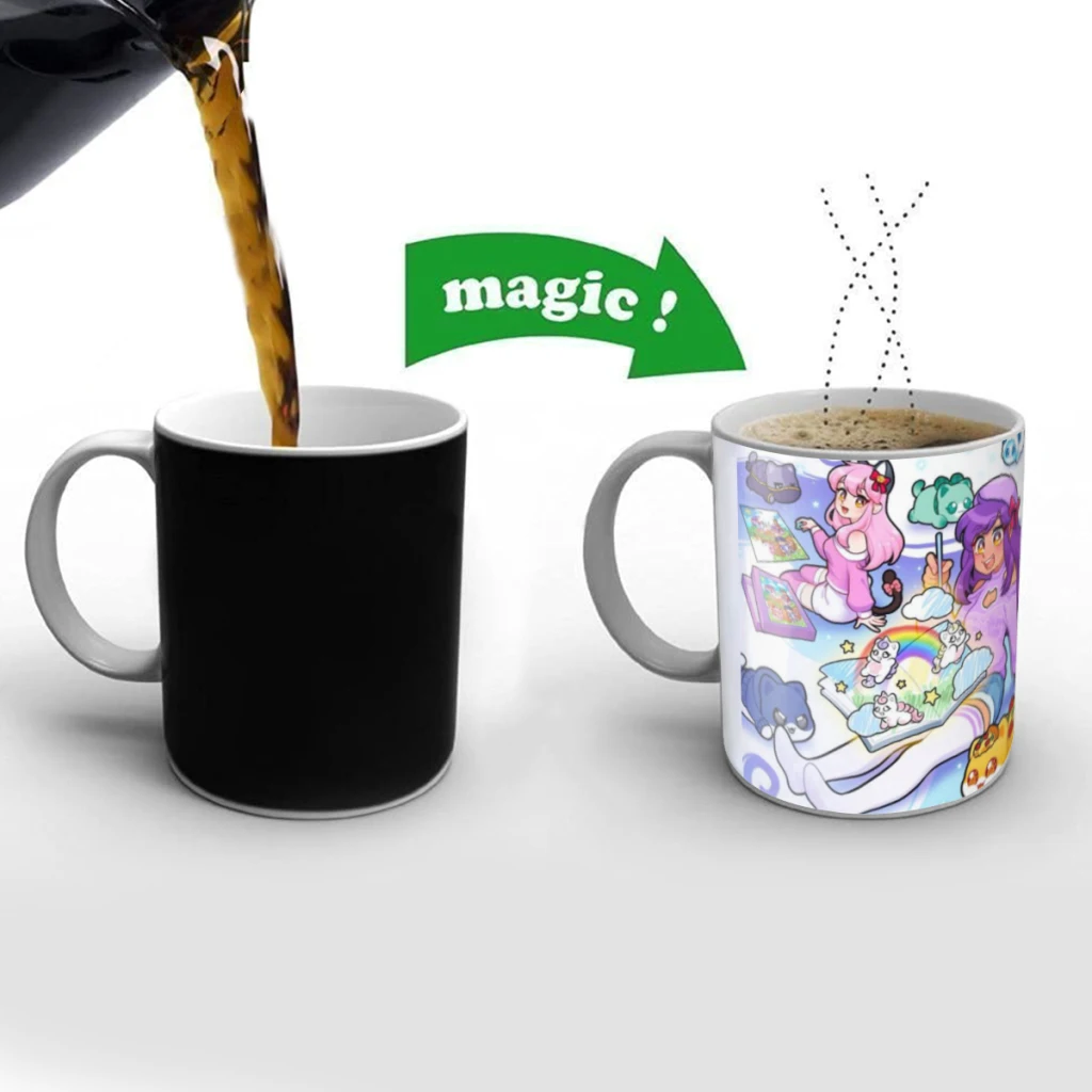 

Cute A-Aphmau with Wings Creativity Change Color Chang mug Ceramic mug Hot Coffee Cup Breakfast Cup Mug Friend Gift