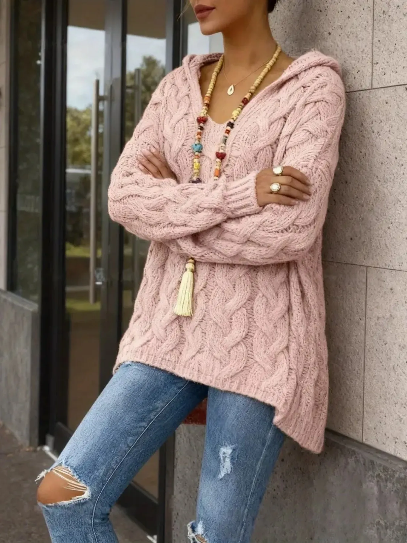 سترة محبوكة من التويد بلون سادة لموسم الخريف والشتاء الجديد #4